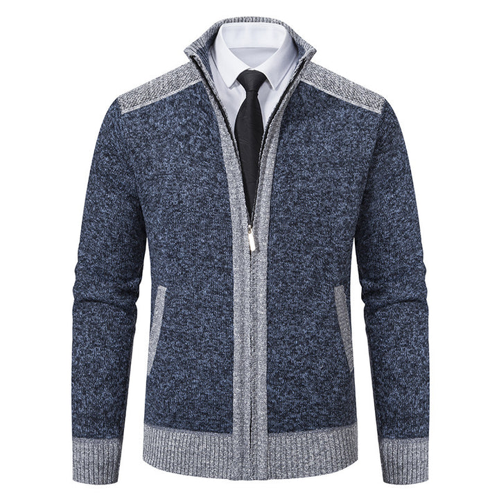 Elegant knit jacket for men with modern zipper and high collar Lune London