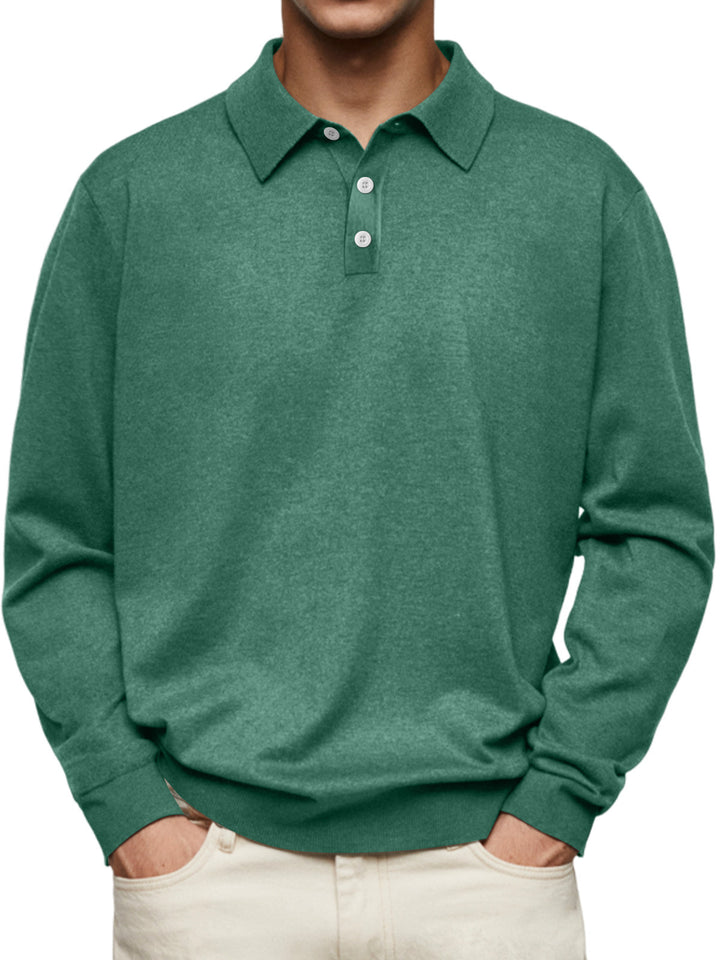 Men's long sleeve polo in soft cotton blend Lune London