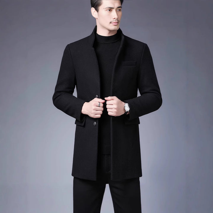 Modern wool coat for men with high collar Lune London