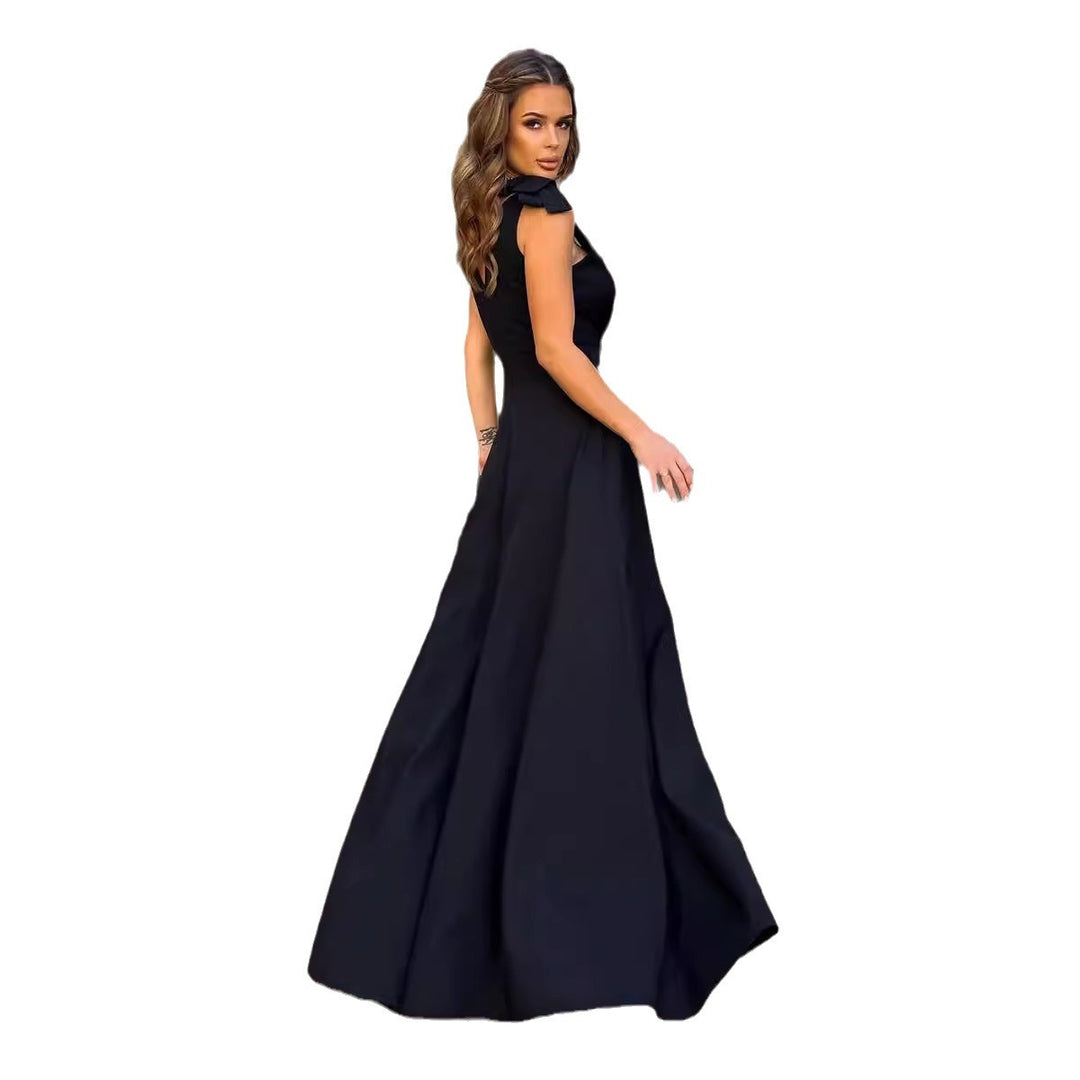 Elegant maxi dress for women with side slit and tie-up straps Lune London