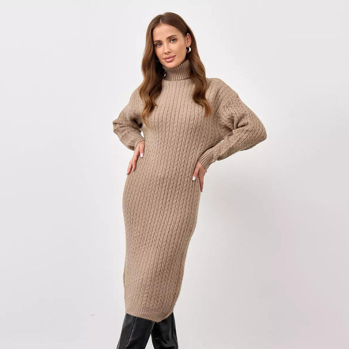 Pull à col roulé en tricot épais pour femmes avec un motif en câble moderne et une coupe décontractée Chic & Stil