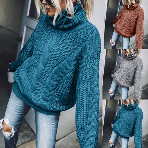 Lune London Women's Knit Sweater with High Collar