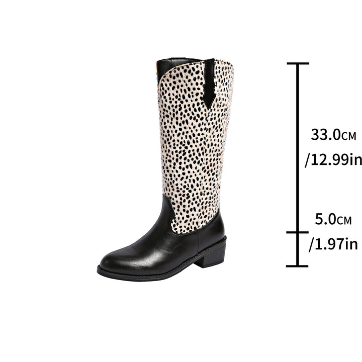 Ladies' boots with trendy polka dot pattern and sturdy block heel Lune London