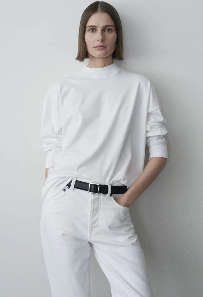 Long sleeve women's t-shirt with a high neck design and chic and stylish details