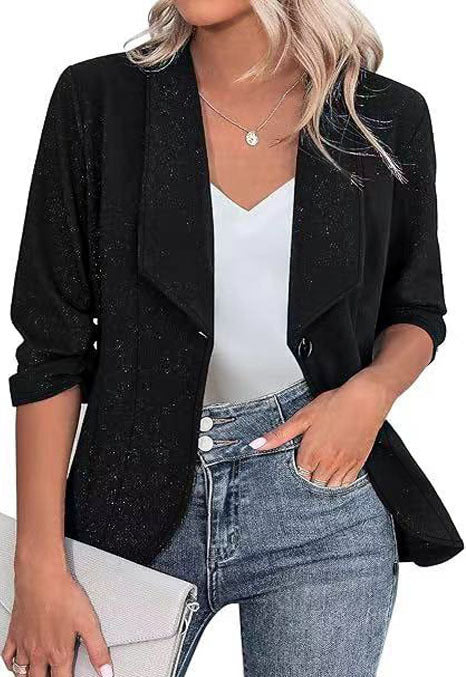Women's Glitter Blazer Jacket with Feminine Silhouette and Elegant Lapels Lune London
