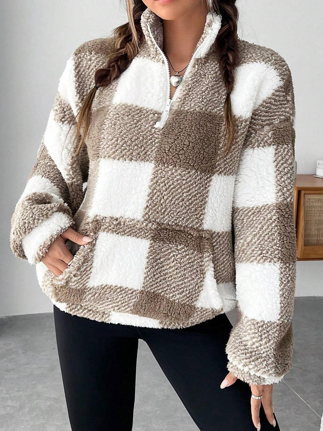 Fleece jacket for women with zipper and pockets Lune London