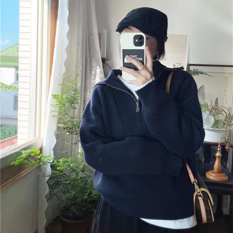 Pull femme avec col haut et fermeture éclair Chic & Stil