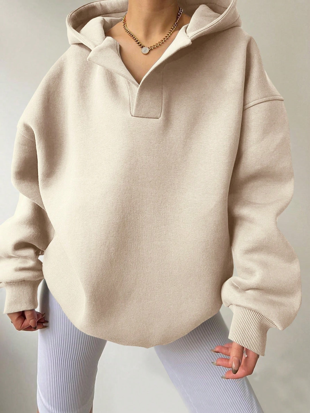 Oversized hoodie for women with half-zip Lune London