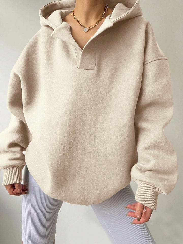 Women's Oversized Hoodie with Half Zipper Lune London