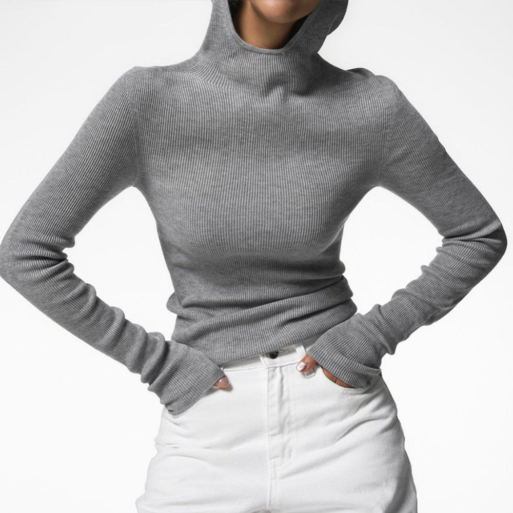 Ladies highly fitted turtleneck with thumb holes and structured design Lune London