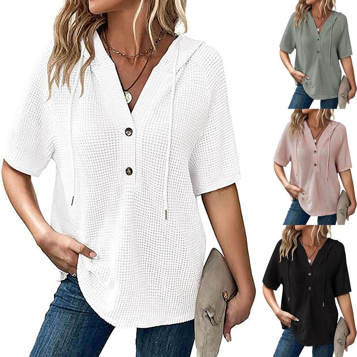 Casual oversized hoodie T-shirt for women with button detail Lune London