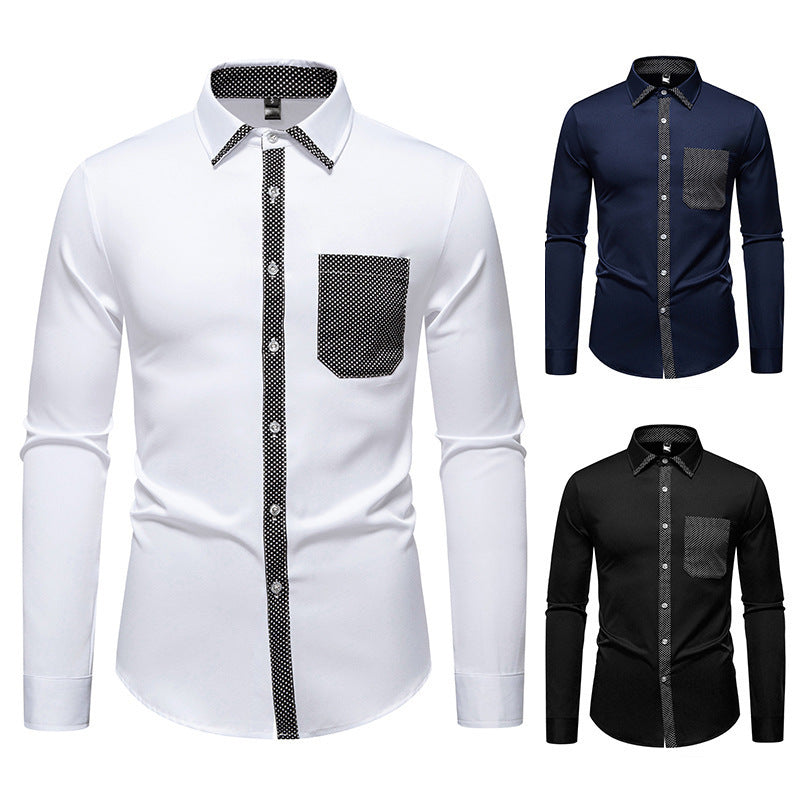 Long sleeve shirt for men with contrasting collar and trendy chest pocket Lune London