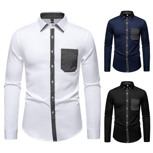 Long sleeve shirt for men with contrasting collar and trendy chest pocket Lune London
