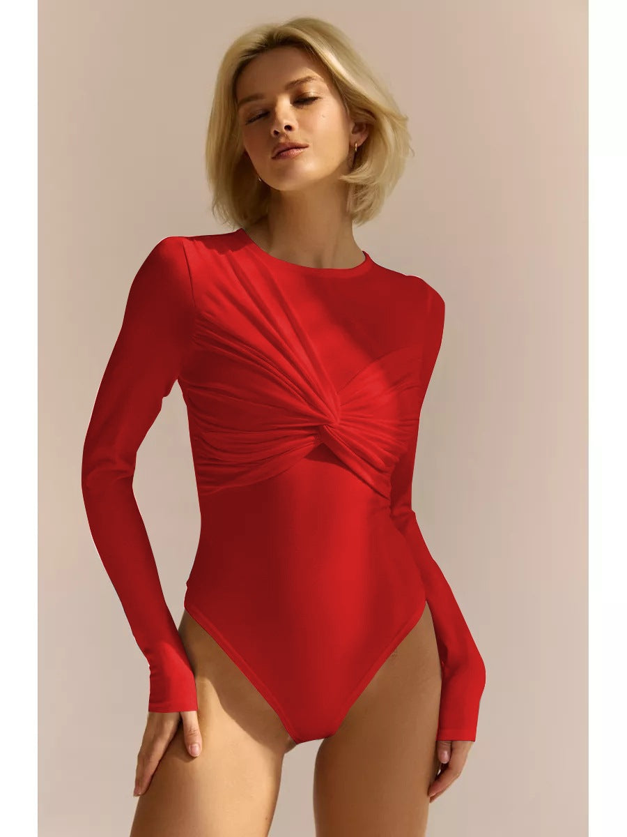 Ladies Long Sleeve Ruffled Body Lune London