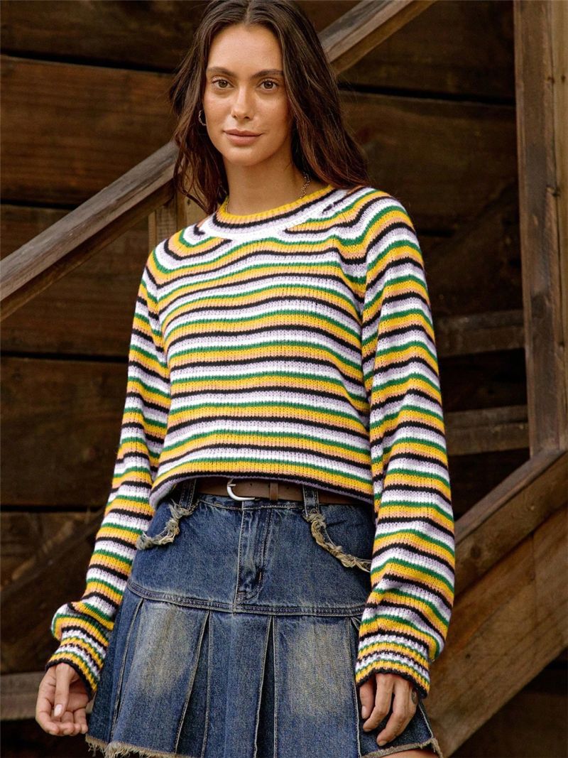 Casual knitted sweater for women with a modern striped look Lune London