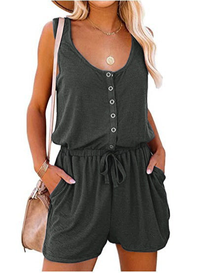 Ladies Practical jumpsuit with button details and adjustable waist Lune London