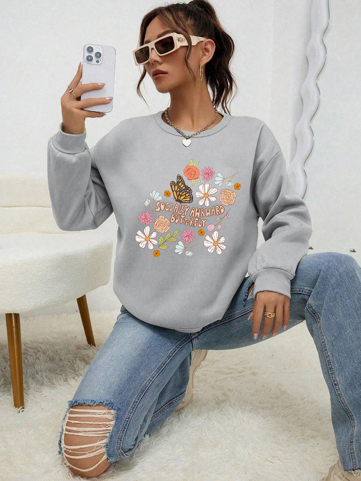 Sweatshirt femme avec design floral créatif et impression inspirante Chic & Stil
