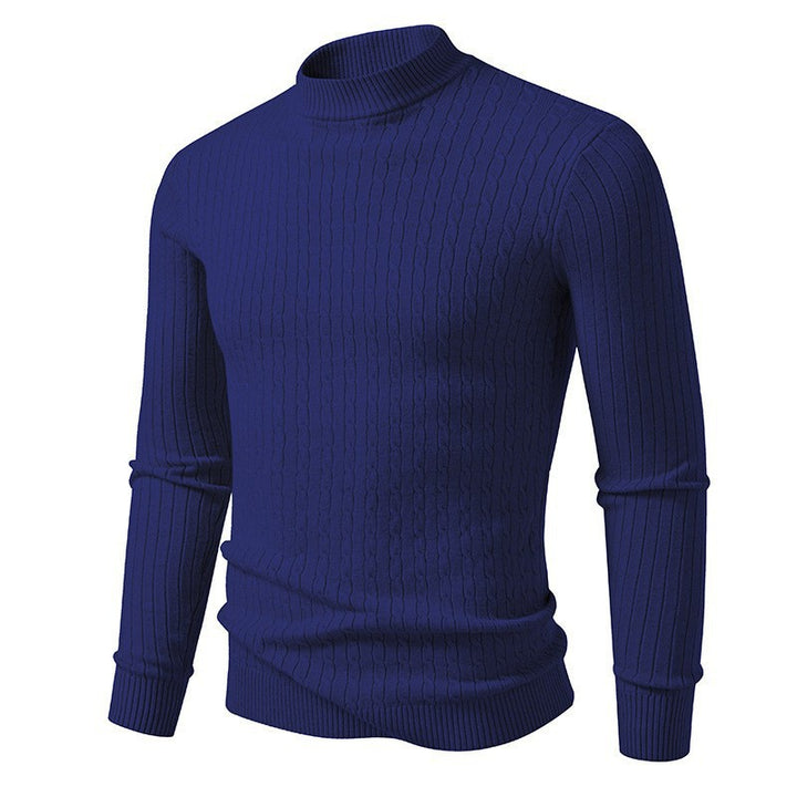 Men's roll neck sweater in structured knit Lune London