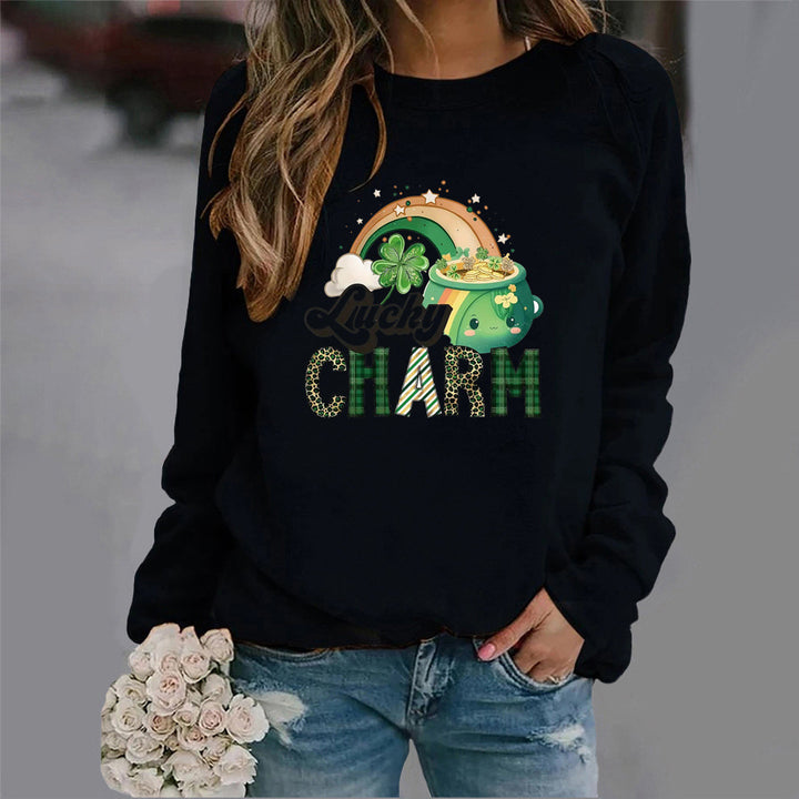 Sweat-shirt pour femmes avec motif chanceux créatif Chic & Stil