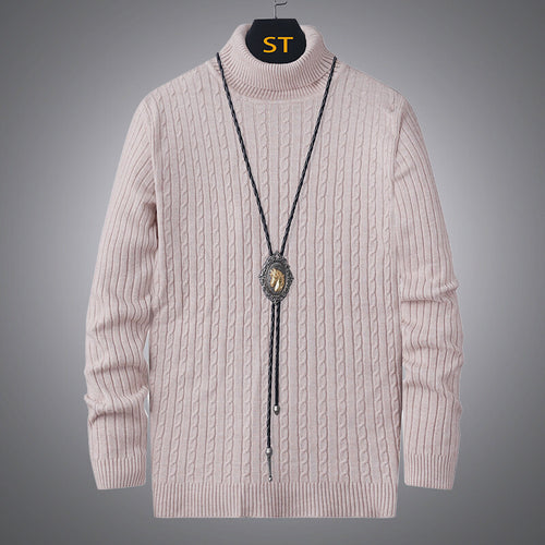 Men's turtleneck sweater with textured braid pattern Lune London