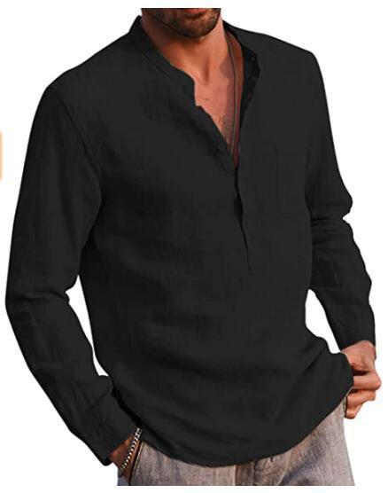 Classic Henley collar shirt for men with chest pocket Lune London
