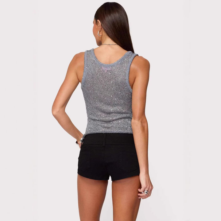 Women Glamorous Glitter Tank Top Lune London