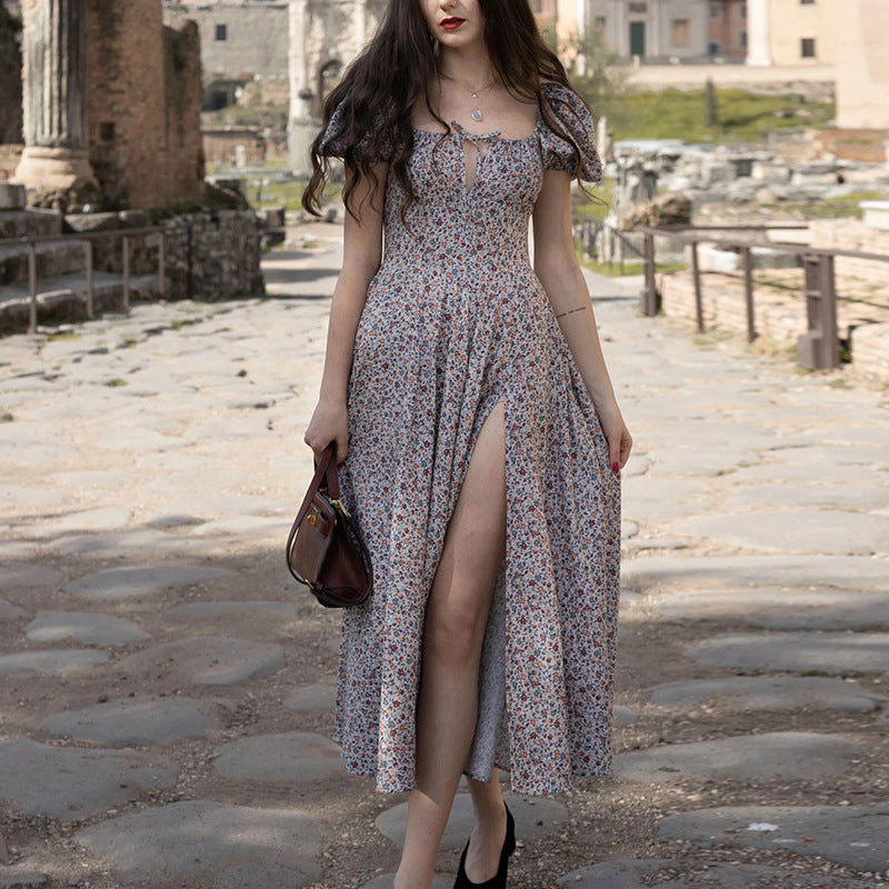 Maxi dress for women with puff sleeves and floral design Lune London