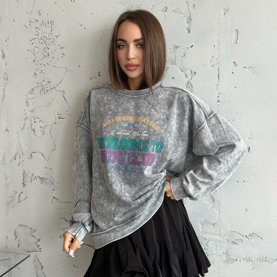 Casual women's sweatshirt with creative inscription Lune London
