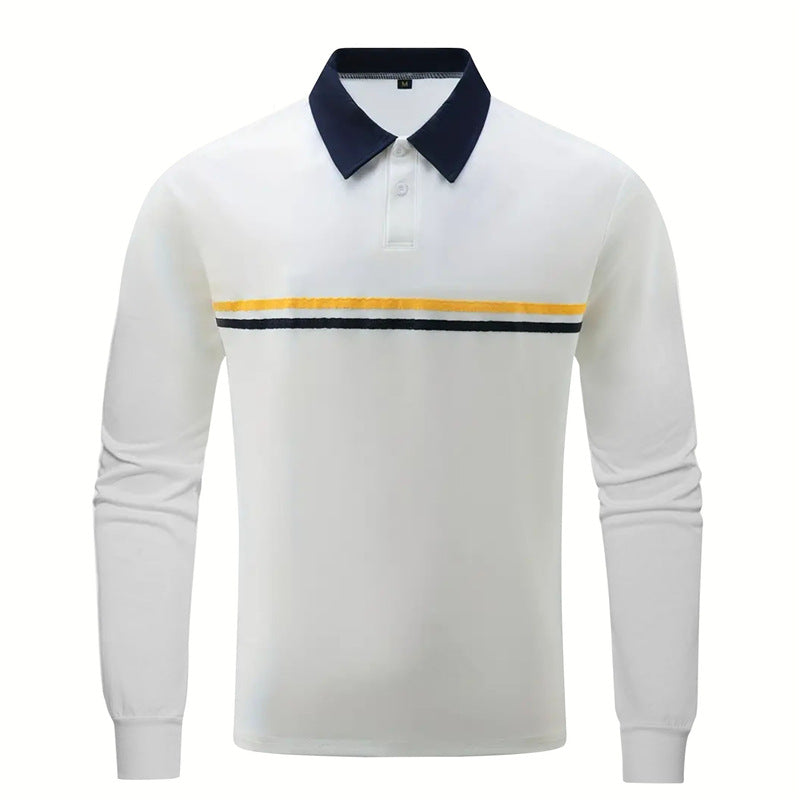 Men's long sleeve polo shirt with modern striped pattern Lune London