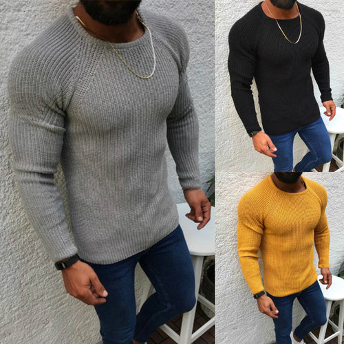 Knitted sweater for men with structured honeycomb pattern and fitted cut Lune London