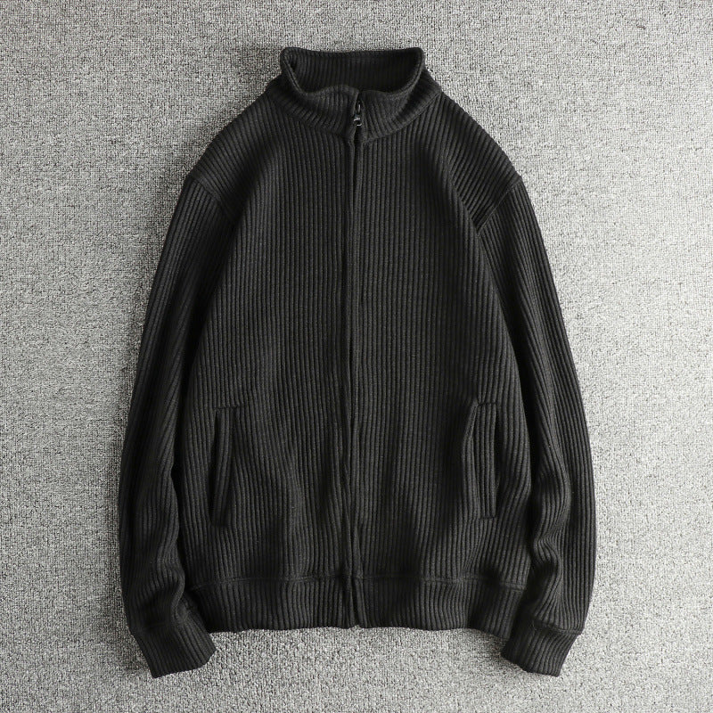 Knit jacket for women with high collar and practical pockets Lune London