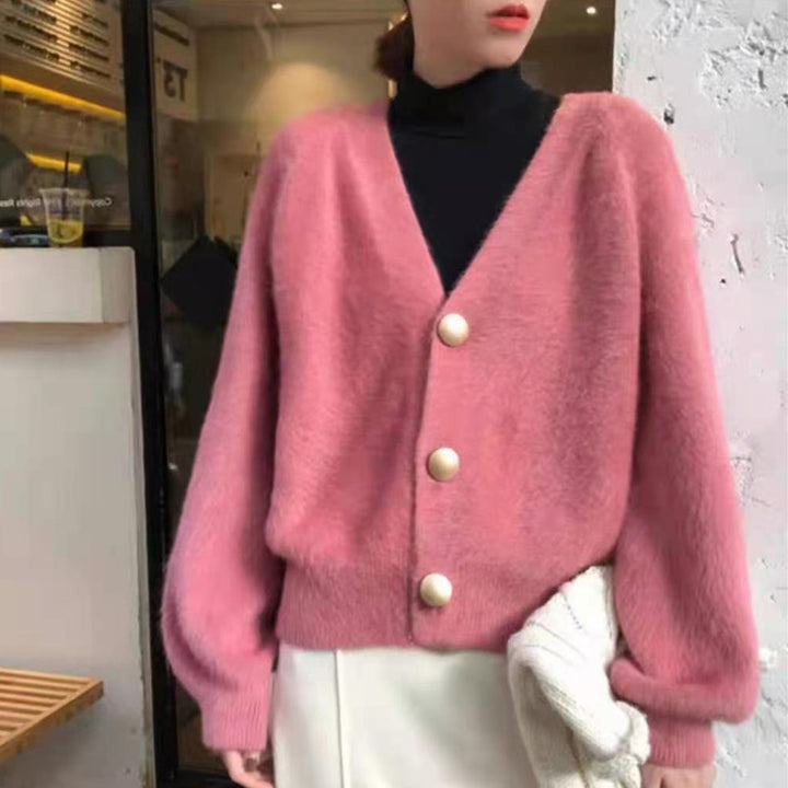 Ladies plush pullover with stylish button details Lune London