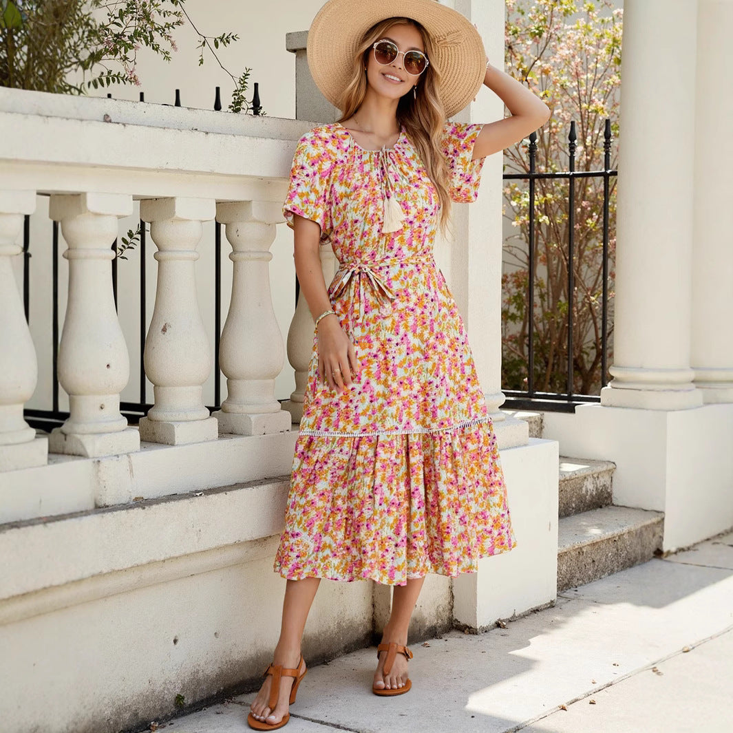 Lune London Floral Bohemian Maxi Dress for Women