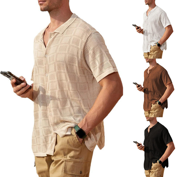 Casual short-sleeve shirt for men with textured pattern Lune London