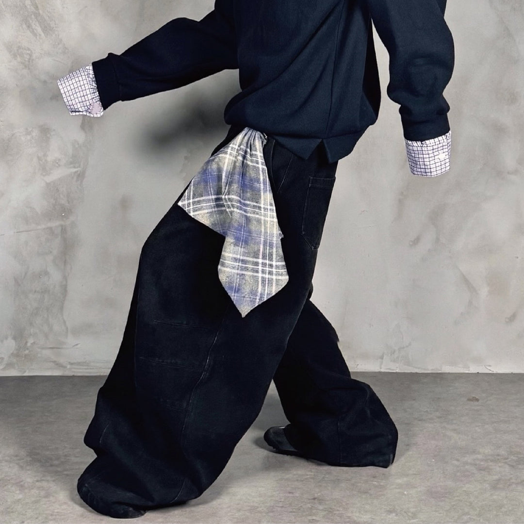 Baggy denim pants for women with practical fabric detail Lune London