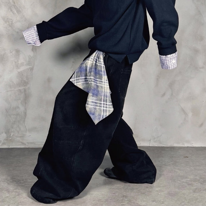 Baggy denim pants for women with practical fabric detail Lune London