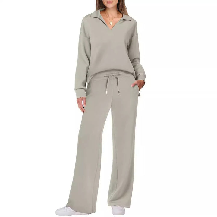 Women's loungewear in soft cotton blend with wide collar and wide leg Lune London