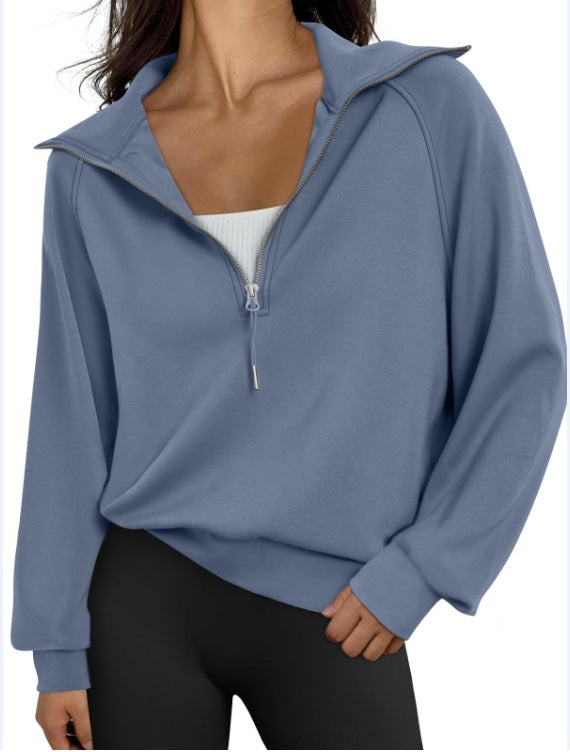 Casual pullover for women with high collar and zip Lune London