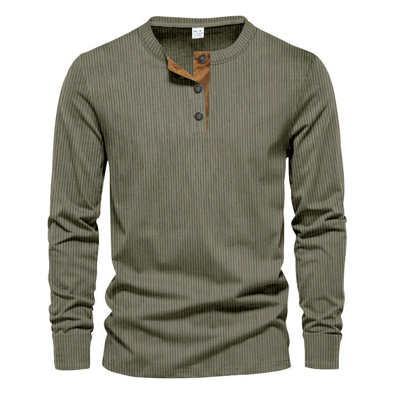 Men's Long Sleeve Henley Shirt with Textured Design Lune London