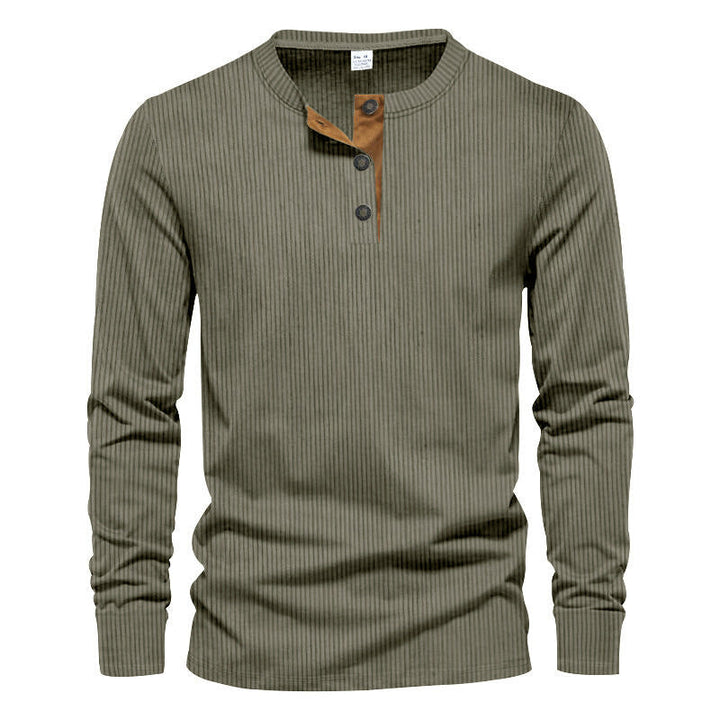 Men's Long Sleeve Henley Shirt with Textured Design Lune London