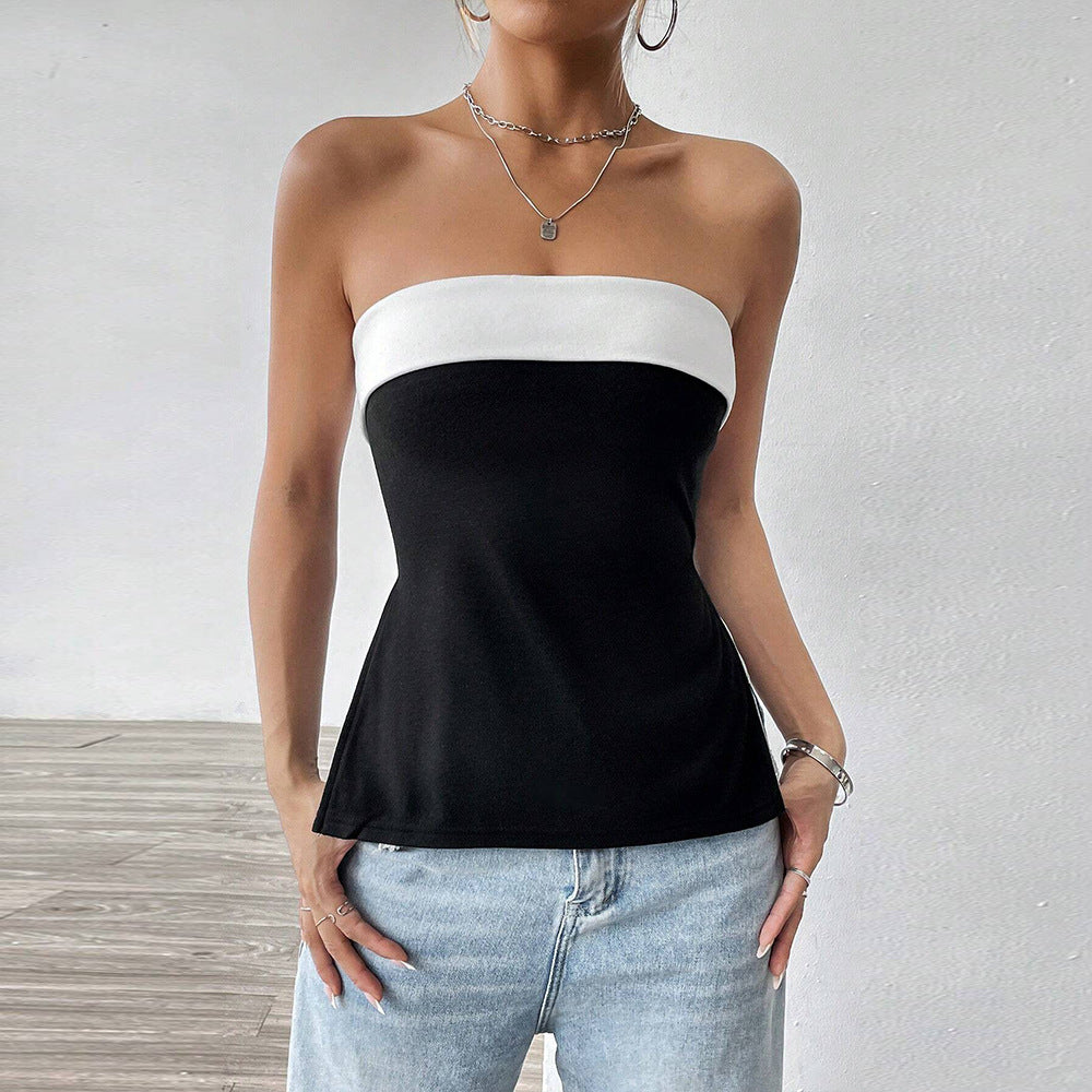 Débardeur pour femmes avec une silhouette ajustée et un design contrasté élégant Chic & Stil