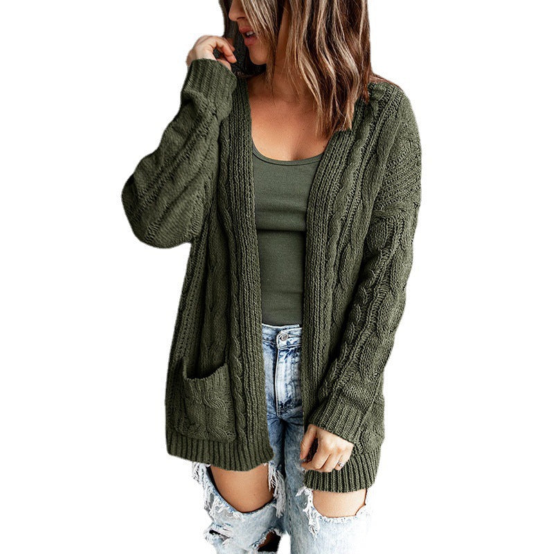 Oversized casual style women's knitted jacket with open front Lune London