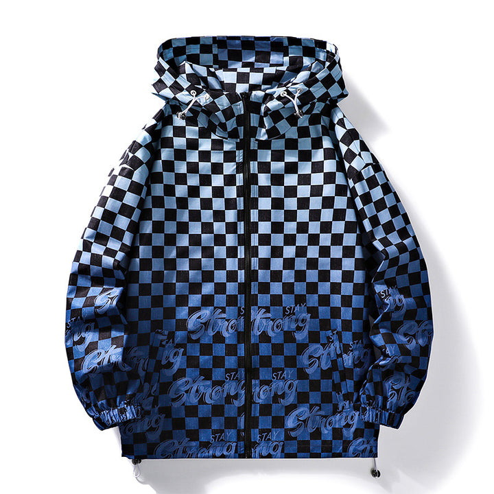 Unisex Stylish Checkered Pattern Sports Hoodie