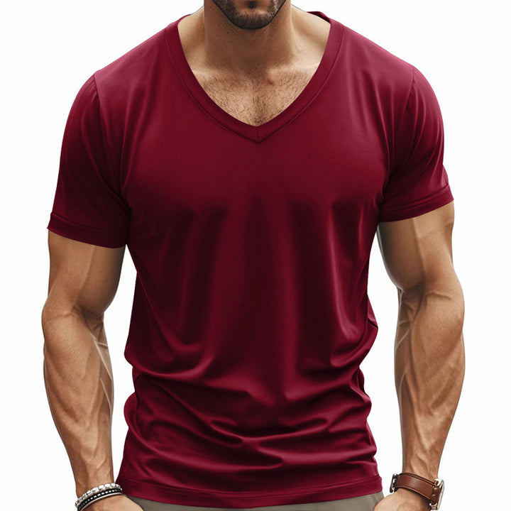 Men's V-neck t-shirt in breathable functional material Lune London