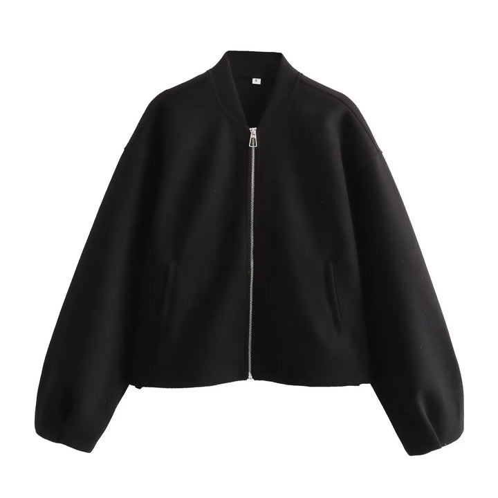Fleece jacket for women with modern high collar and practical pockets Lune London