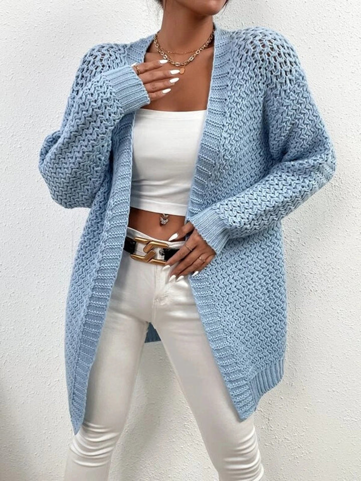 Thick knit jacket for women with a modern crochet pattern and a relaxed fit Lune Londonl