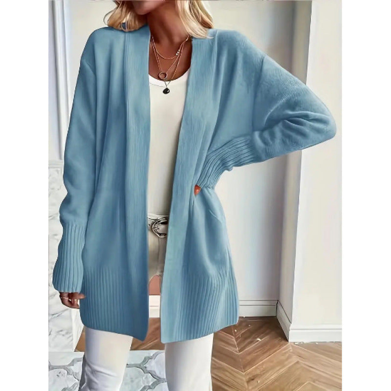 Lune London | Women's Long Knit Cardigan with Practical Pockets and Elegant V-Neck
