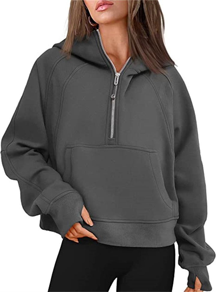 Ladies Oversized Hoodie with practical kangaroo pocket and zipper Lune London