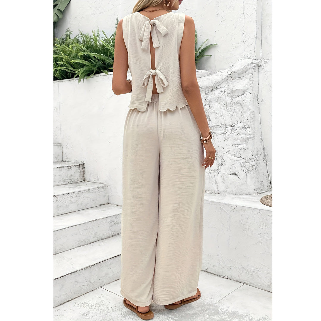 Ladies Casual Jumpsuit with Elegant Back Neckline and Wide Legs Lune London