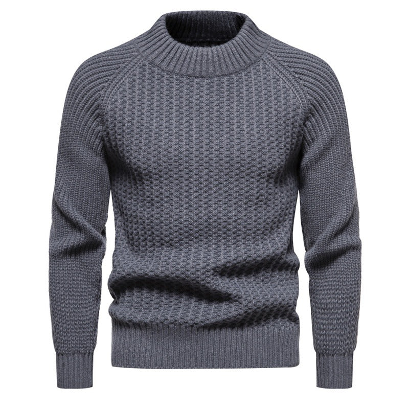 Men's chunky knit sweater with high collar and timeless design Lune London